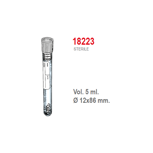 Provetta sierosep con tappo a pressione ed etichetta - 12x86 mm. - 5 ml. - confezione da 1000 sterili