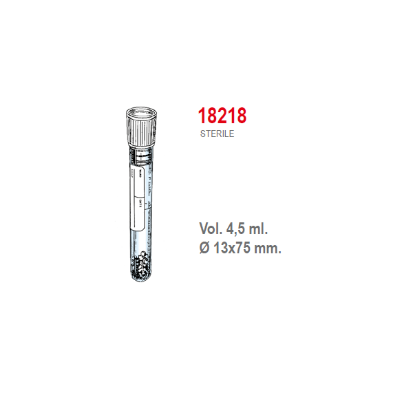 Provetta sierosep con tappo a pressione ed etichetta - 13x75 mm. - 4,5 ml. - confezione da 1000 sterili