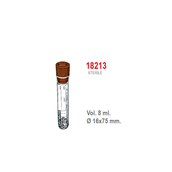 Provetta sierosep con tappo a pressione ed etichetta - 16x75 mm. - 8 ml. - confezione da 1000 sterili