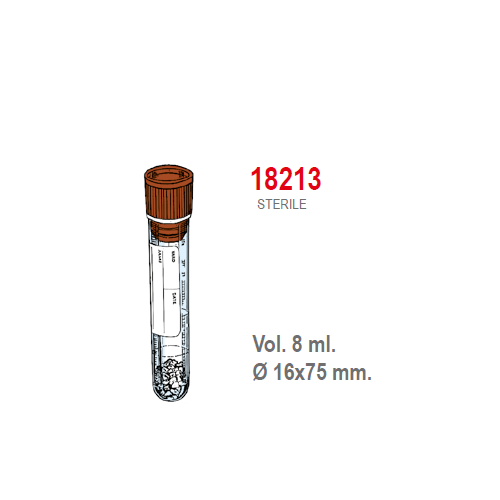 Provetta sierosep con tappo a pressione ed etichetta - 16x75 mm. - 8 ml. - confezione da 1000 sterili