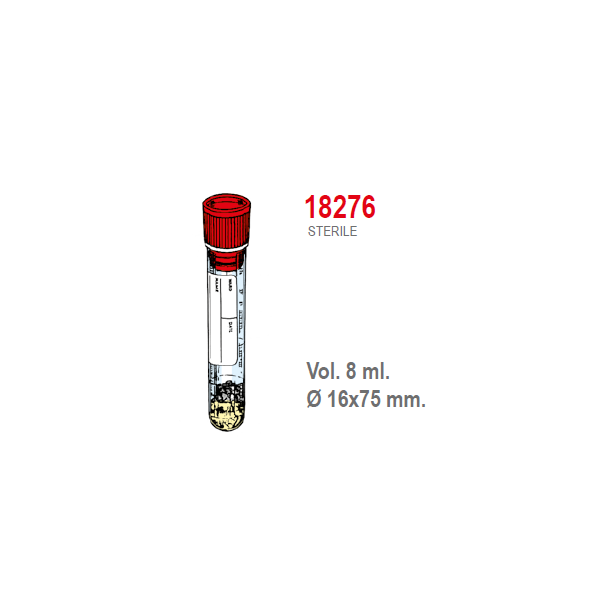Provetta sierogel con tappo a pressione ed etichetta - 16x75 mm. - 8 ml. - confezione da 1000 sterili