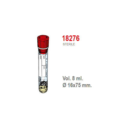 Provetta sierogel con tappo a pressione ed etichetta - 16x75 mm. - 8 ml. - confezione da 1000 sterili