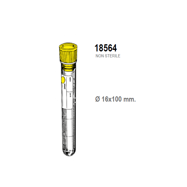 Provetta con 0,5 ml. di sodio citrato - tappo giallo - 16x100 mm. - confezione da 1000