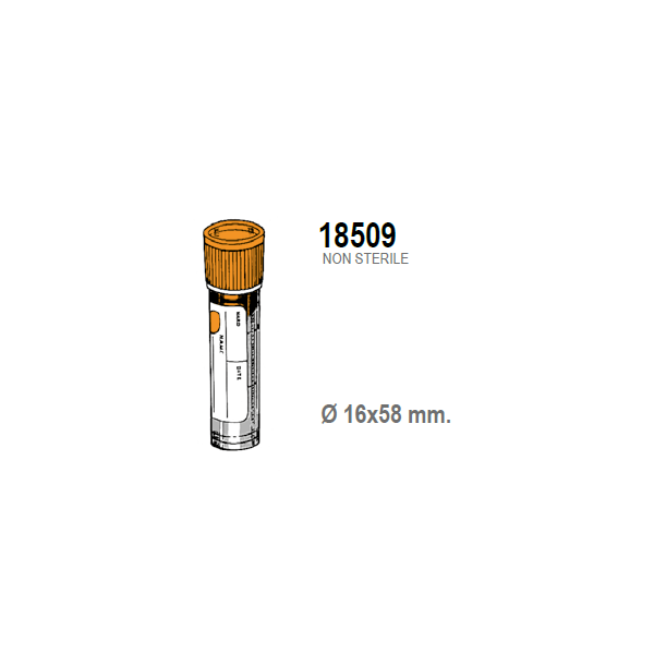 Provetta con KF+Na2 EDTA - tappo arancio - 16x58 mm. - 5 ml. - confezione da 1500