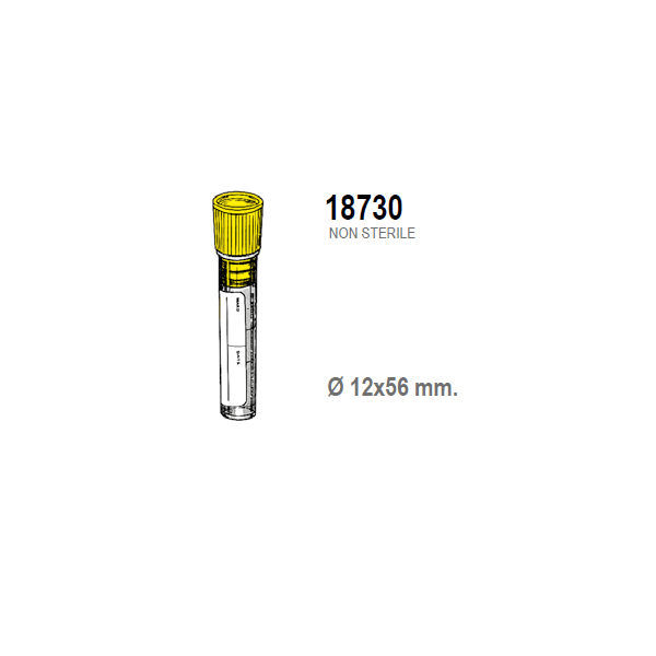 Provetta con 0,18 ml. di Sodio Citrato - tappo giallo - 12x56 mm. - 1,8 ml. - confezione da 1500