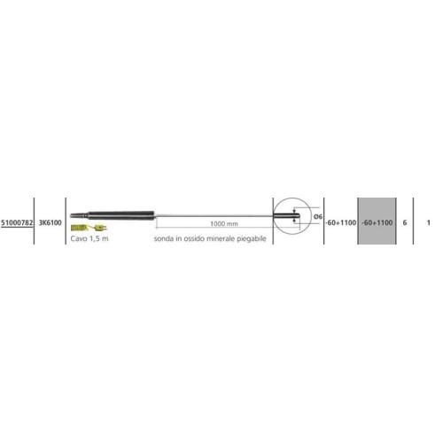 Sonda termocoppia tipo K - 3K6100 (liquidi / aria -60 +1100°C)