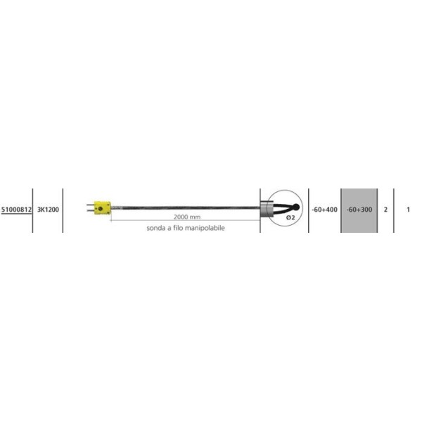 Sonda termocoppia tipo K - 3K1200 (Filo -60 +400°C)