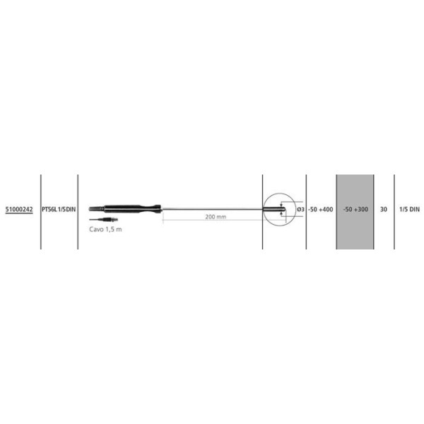 Sonda PT 100 - PT56L 1/5 DIN