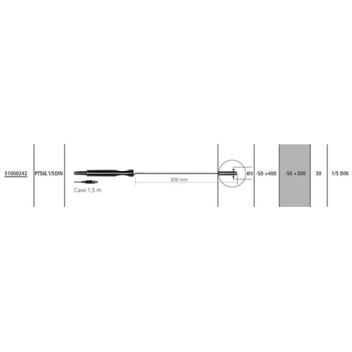 Sonda PT 100 - PT56L 1/5 DIN