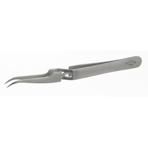 Pinzetta in acciaio inox ad azione inversa punte curve sottili mm. 120