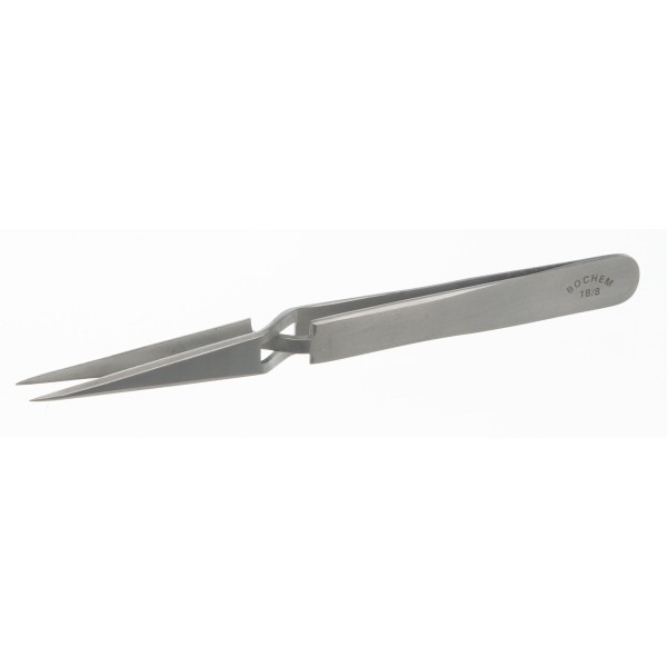 Pinzetta in acciaio inox ad azione inversa punte dritte sottili mm. 120
