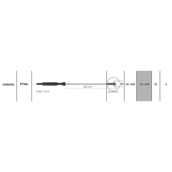 Sonda PT100 - PT94L (liquidi/aria -50 +400°C)