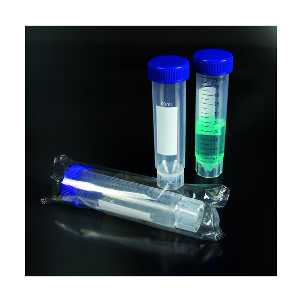 Provetta conica con base in polipropilene con tappo a vite 30x115 mm. - 50 ml. - confezione da 500