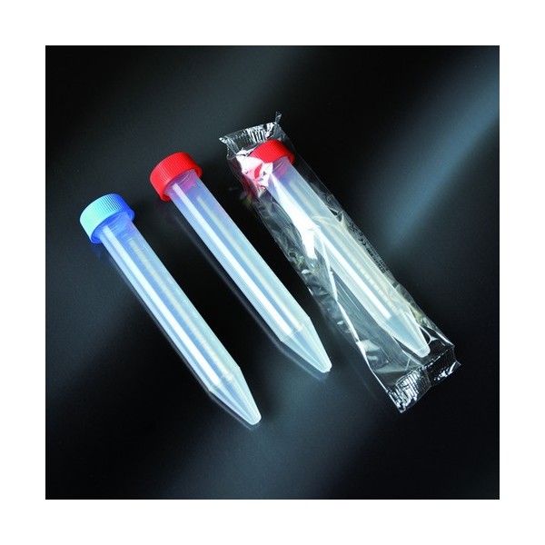 Provetta conica in polipropilene con tappo a vite 17x120 mm. - 15 ml. - confezione da 1050 sterili