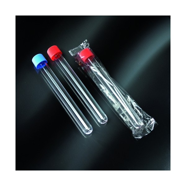 Provetta cilindrica in polistirolo tappo a vite 16x150 mm. - 20 ml. - confezione da 500 sterili singole