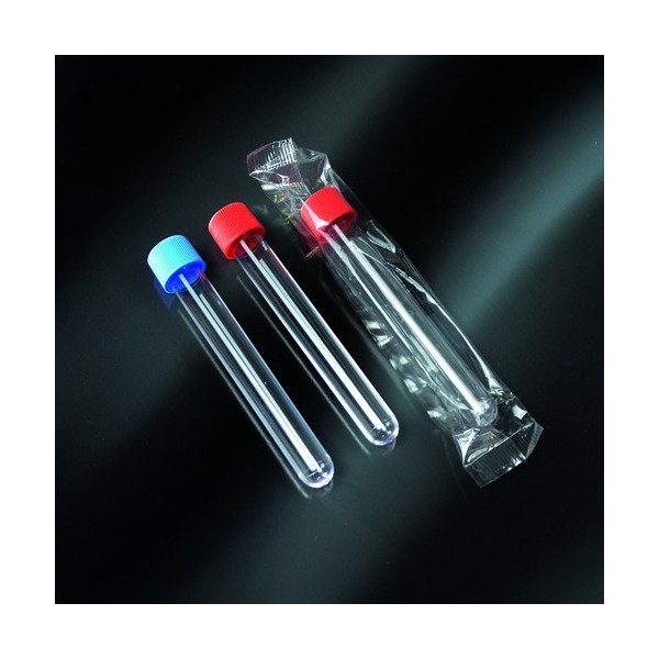 Provetta cilindrica in polistirolo tappo a vite 16x120 mm. - 15 ml. - confezione da 1050 sterili