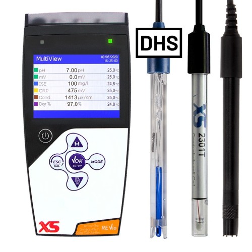 Multiparametro portatile REVio con cella 2301T, elettrodo ph 201T DHS e sensore polarografico