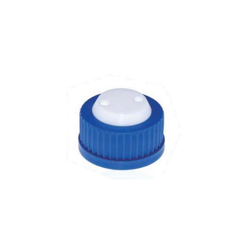 Tappo a vite blu GL 45 di sicurezza con 2 porte per tubi diametro 1/16" (1,6 mm.)