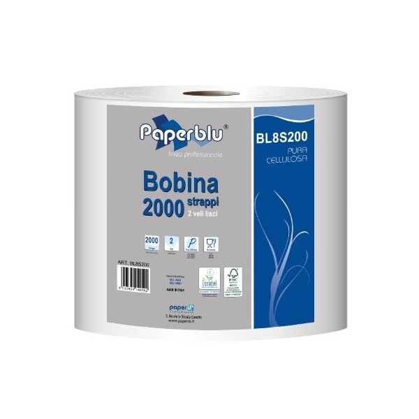 Rotolo in pura cellulosa 2000 strappi - confezione da 1