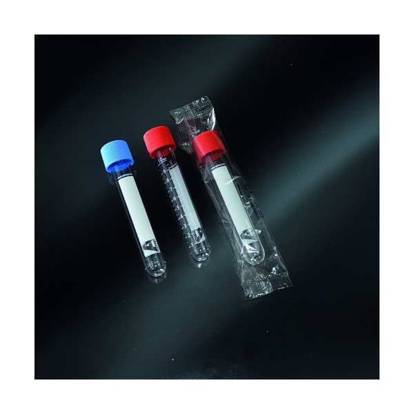 Provetta cilindrica in polistirolo tappo a vite 16x100 mm. - 10 ml. - confezione da 500
