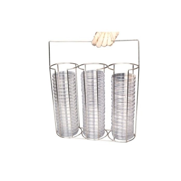 Rack in acciaio inox per 30 piastre di petri da 100 mm. Rack in acciaio inox per 30 piastre di petri da 100 mm.