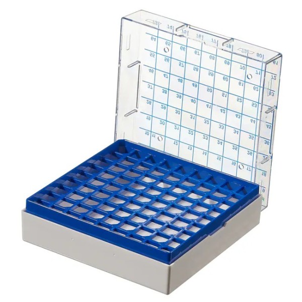 Rack per cryovials da 1 e 2 ml. azzurro 100 posizioni Rack per cryovials da 1 e 2 ml. azzurro 100 posizioni