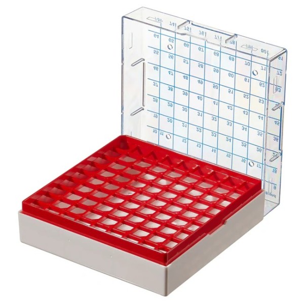 Rack per cryovials da 1 e 2 ml. rosso 81 posizioni Rack per cryovials da 1 e 2 ml. rosso 81 posizioni