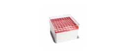 Rack per cryovials da 3, 4 e 5 ml. rosso 81 posizioni