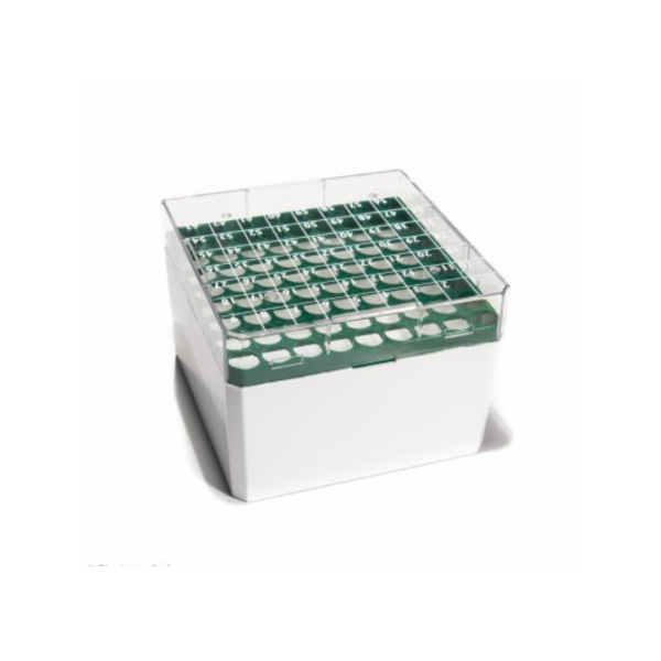 Rack per cryovials da 3, 4 e 5 ml. verde 81 posizioni Rack per cryovials da 3, 4 e 5 ml. verde 81 posizioni
