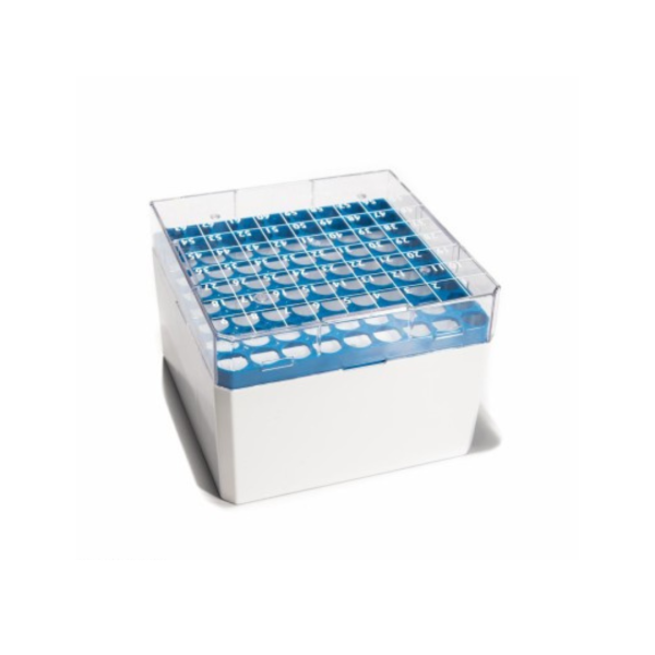 Rack per cryovials da 3, 4 e 5 ml. azzurro 81 posizioni Rack per cryovials da 3, 4 e 5 ml. azzurro 81 posizioni