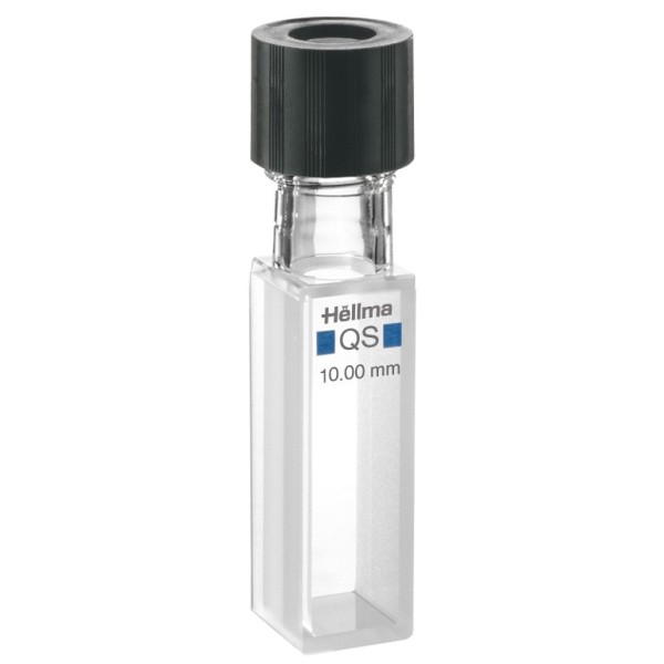 Cuvetta sigillabile in quarzo con tappo a vite forato ml. 3,5 C.O. 10 mm. tipo 117