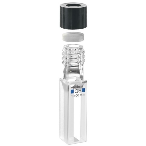 Cuvetta sigillabile in quarzo con tappo a vite forato ml. 1,4 C.O. 10 mm. tipo 117