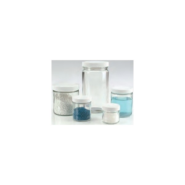 Bottiglia in vetro ml. 500 bocca larga con tappo a vite bianco e liner in poli vinile Bottiglia in vetro ml. 500 bocca larga con tappo a vite bianco e liner in poli vinile