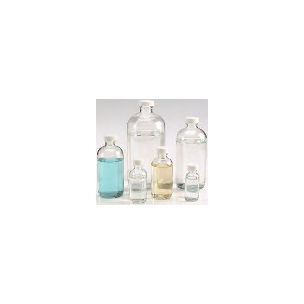 Bottiglia in vetro ambrato ml. 125 con tappo a vite bianco  e Polietilene espanso rivestito in PTFE