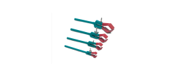 Pinza a 2 branche rivestite in PVC apertura 10 - 20 mm. gambo libero