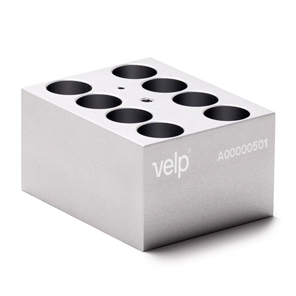 Blocco STT-W08-D200-A per 8 provette con fondo tondo da 20 mm. di diametro