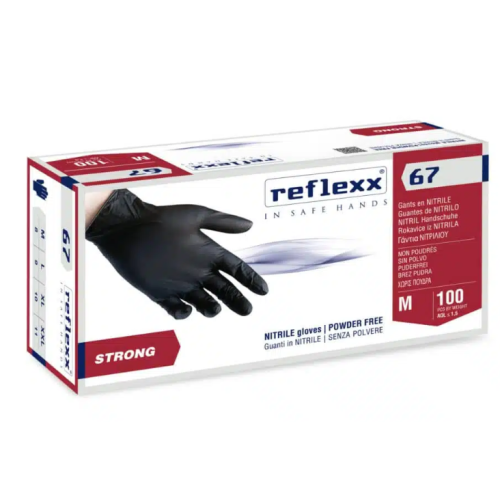Guanti in nitrile nero Reflexx 67 misura S - Conf. da 100