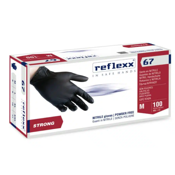 Guanti in nitrile nero Reflexx 67 misura XXL - Conf. da 100