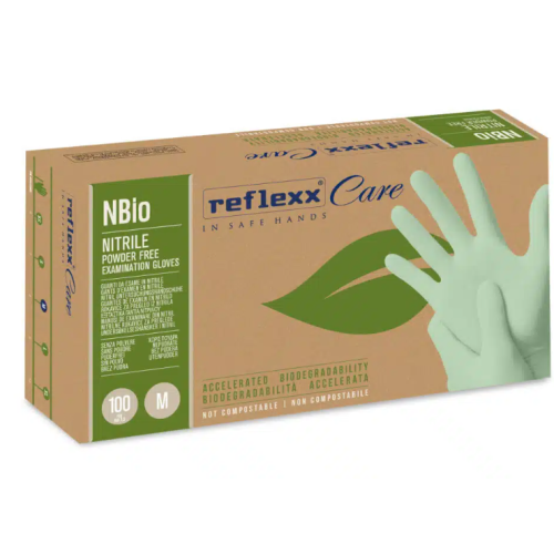 Guanti in nitrile biodegradabile Reflexx NBio misura M - Conf. da 100