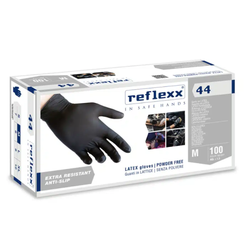 Guanti in lattice nero senza polvere Reflexx R44 misura M - Conf. da 100