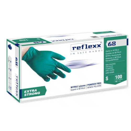Guanti in nitrile verde senza polvere Reflexx R68 misura S - Conf. da 100