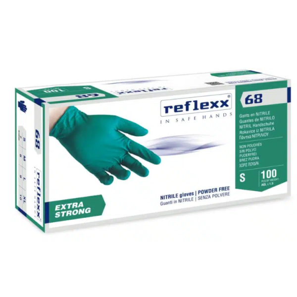 Guanti in nitrile verde senza polvere Reflexx R68 misura M - Conf. da 100