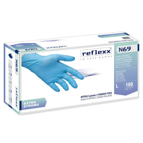 Guanti in nitrile spessorato senza polvere Reflexx N69 misura S - Conf. da 100