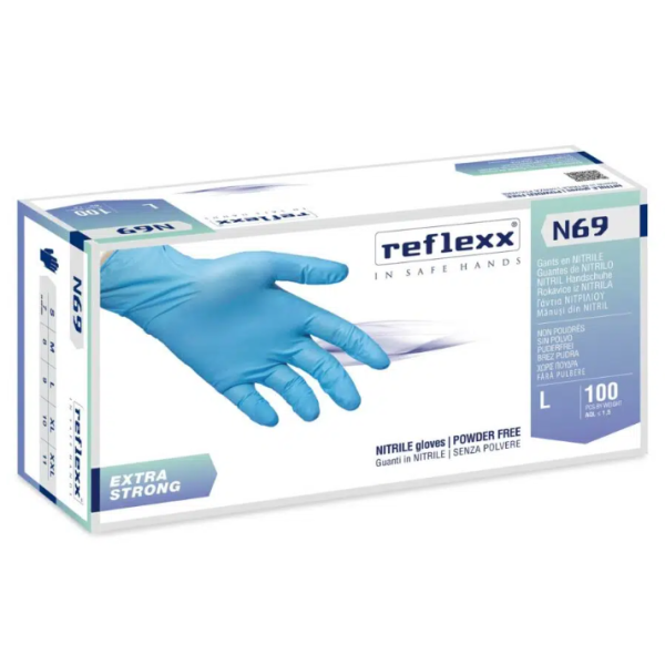 Guanti in nitrile spessorato senza polvere Reflexx N69 misura XXL - Conf. da 100