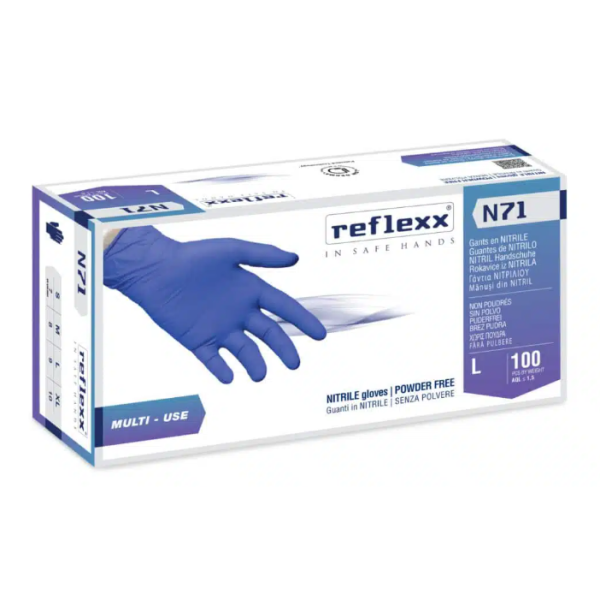 Guanti in nitrile senza polvere Reflexx N71 misura S - Conf. da 100