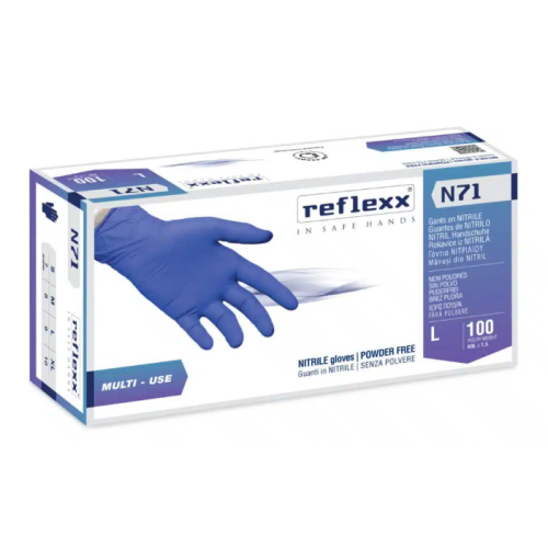 Guanti in nitrile senza polvere Reflexx N71 misura L - Conf. da 100
