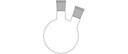 Pallone vetro Borosilicato fondo tondo ml. 50 - cono centrale 14/23 - cono laterale angolato 14/23