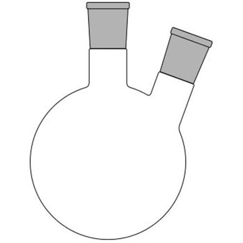 Pallone vetro Borosilicato fondo tondo ml. 50 - cono centrale 29/32 - cono laterale angolato 14/23
