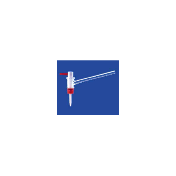 Rubinetto in PTFE a squadra NS 12,5 foro 1,5 / 2 mm.