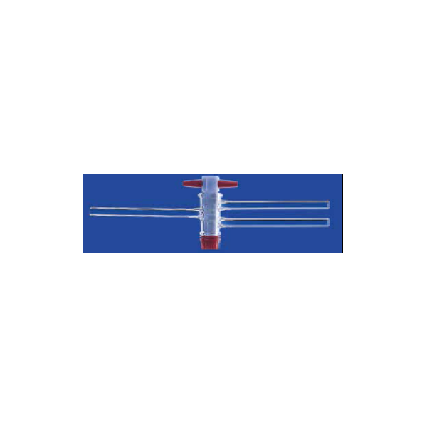 Rubinetto in PTFE a due vie parallele NS 14,5 foro 1,6 mm.